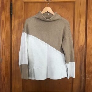 Two tone mock neck sweater